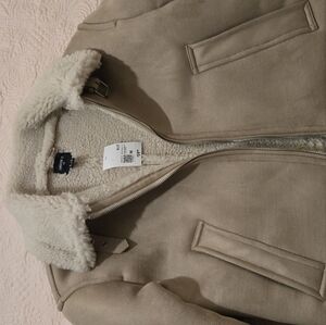 Jacket , light Carmel,  custom suede look fabric, great fit on body